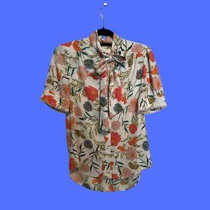 Kate Spade Silk Floral Blouse | Cream, Pink & Green |  Size S